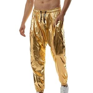 Metallic gold jogger pants